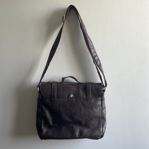 Brown Vegan Leather Crossbody Bag - Picture 3 of 9